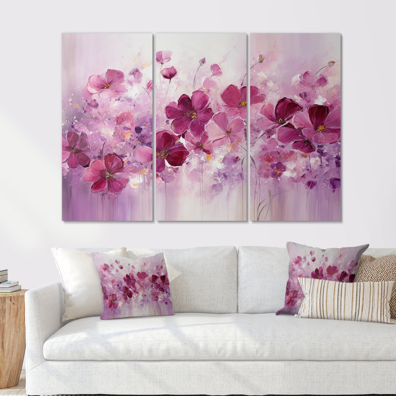 Ensemble d'art sur toile Fuschia, Toile tendue, H 32 po x l 48 po x P 1 po