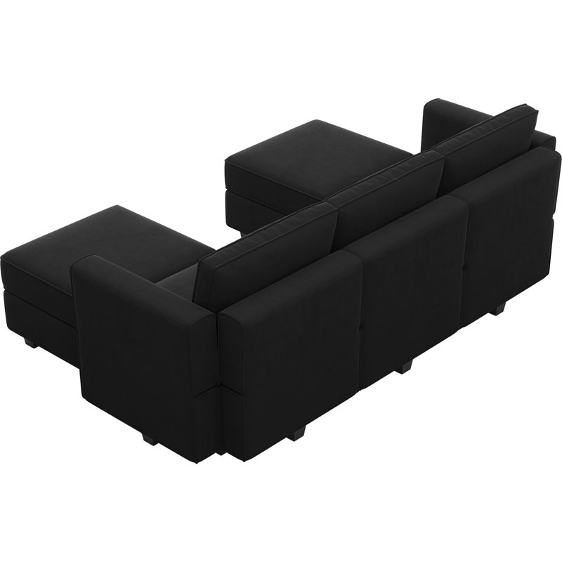 Canapé modulaire en forme de U modulaire rembourré en nair, Velours noir