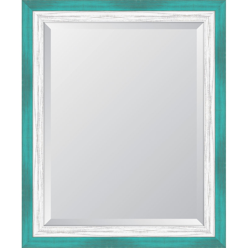 Brodnax Wood Flat Wall Mirror, 34" H x 28" W, Turquoise
