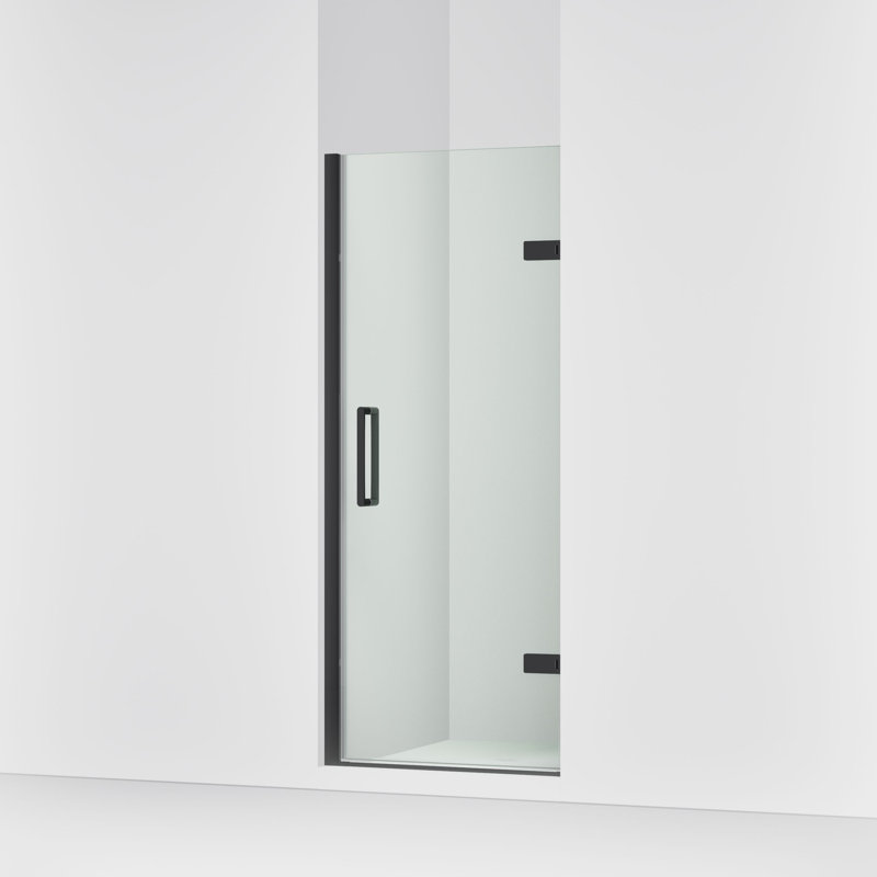 Composed 29-5/8-In30-3/8-In W X 71-1/2-In H Frameless Pivot Shower Door With 3/8-In Crystal Clear Glass And Back-To-Back Vertical Door Pulls