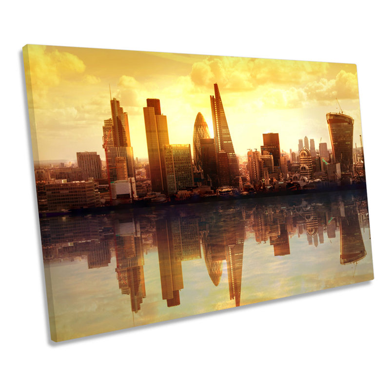 Sunset Over London City Skyline - Wrapped Canvas Print, 50.8cm H x 76.2cm W x 2cm D