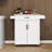 Kitchen Island Cart With 1 Drawer, 2 Doors, Storage, Adjustable Shelves, Towel Rack, Seasoning Rack - White Rolling Style Storage , And Rubber Wood Top-120997053