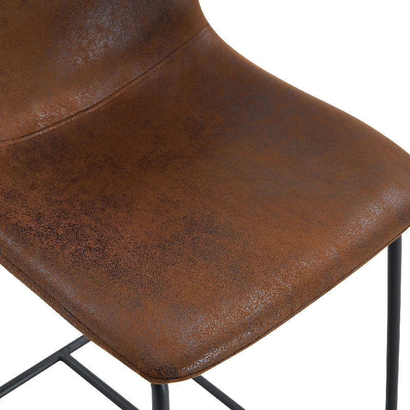 Un ensemble de 2 chaises de bar en suède brun rétro, des tabourets confortables convenant aux décors de style industriel et rétro, avec des dimensions de produit de 17,7 x 14,5 x 37 pouces.