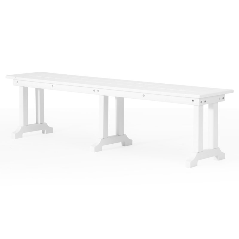 Outdoor All-Weather HDPE Dining Bench, White