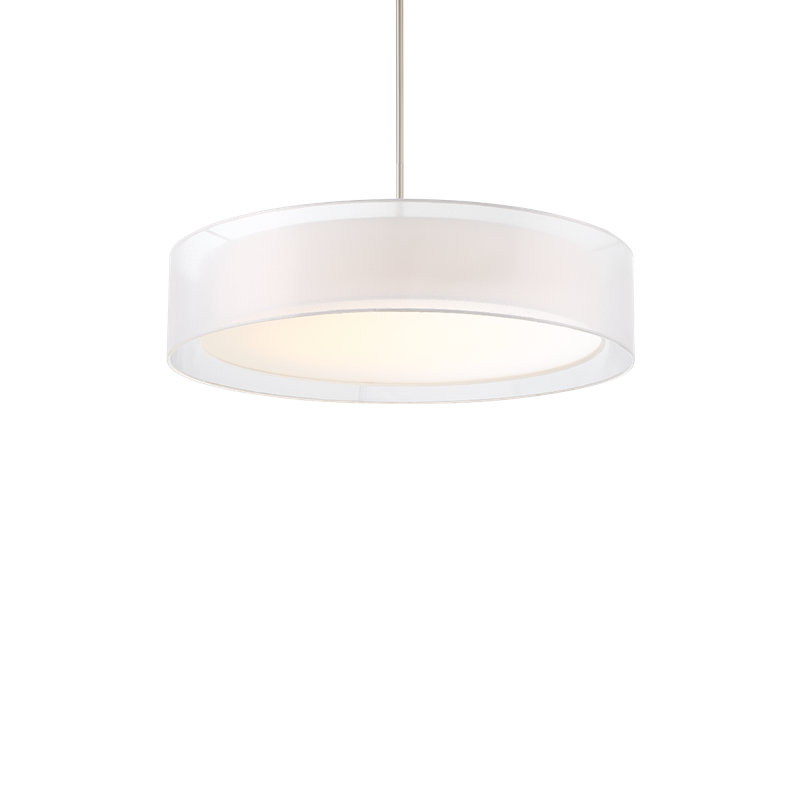 Brushed Nickel LED Drum Pendant with Clear Glass Shade