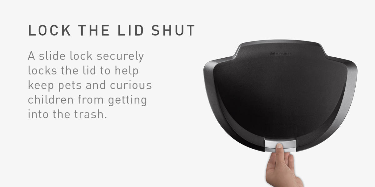 Simplehuman 50 Liter / 13 Gallon Semi-Round Kitchen Step Trash Can with Secure Slide Lock, Plastic