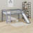 Low Loft Bed With Slide, Ladder, Safety Guardrails-1980673599