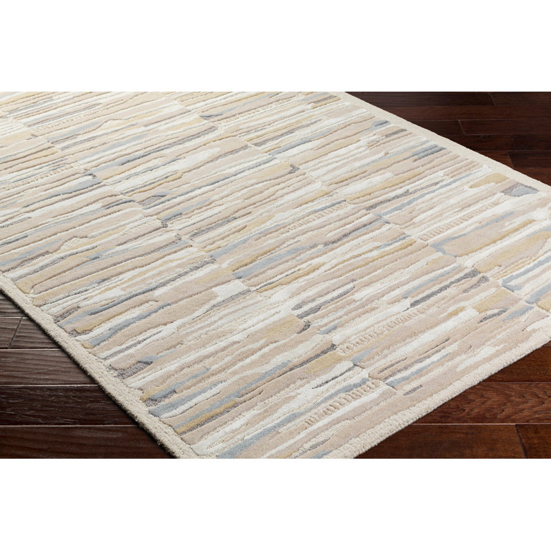 Tapis rectangulaire en viscose / laine touffeté à la main beige Dreamscape, Rectangle 2 pi x 3 pi