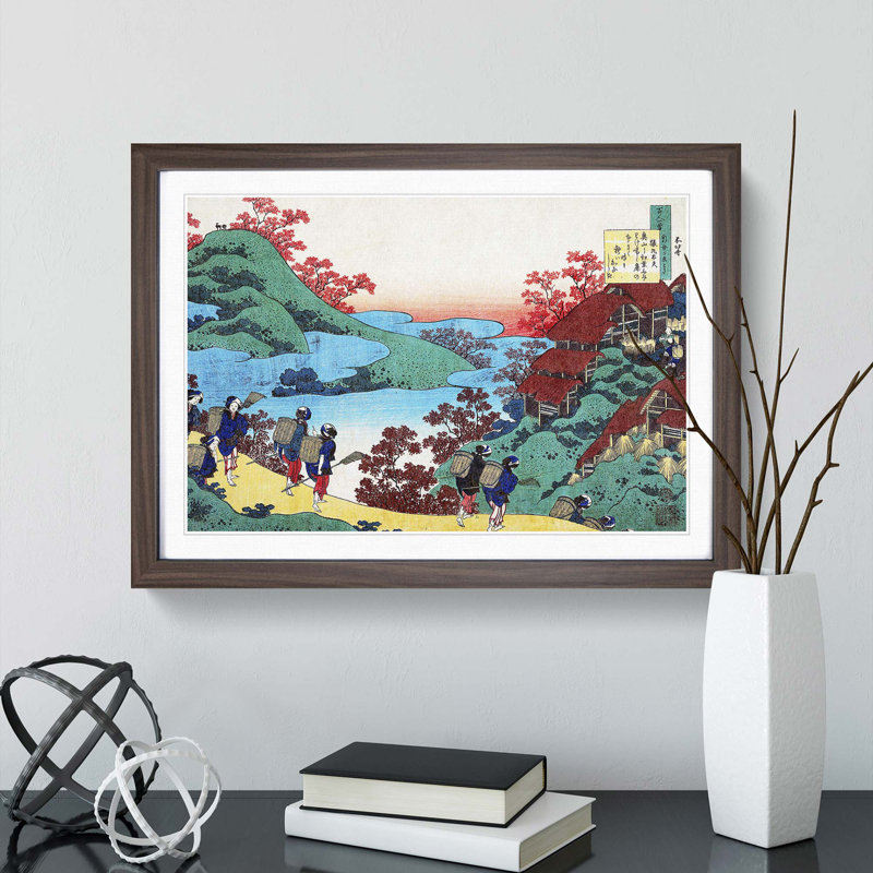 Walking Home by Katsushika Hokusai - Picture Frame Painting Print, Walnut Framed, 27cm H x 36cm W x 2cm D