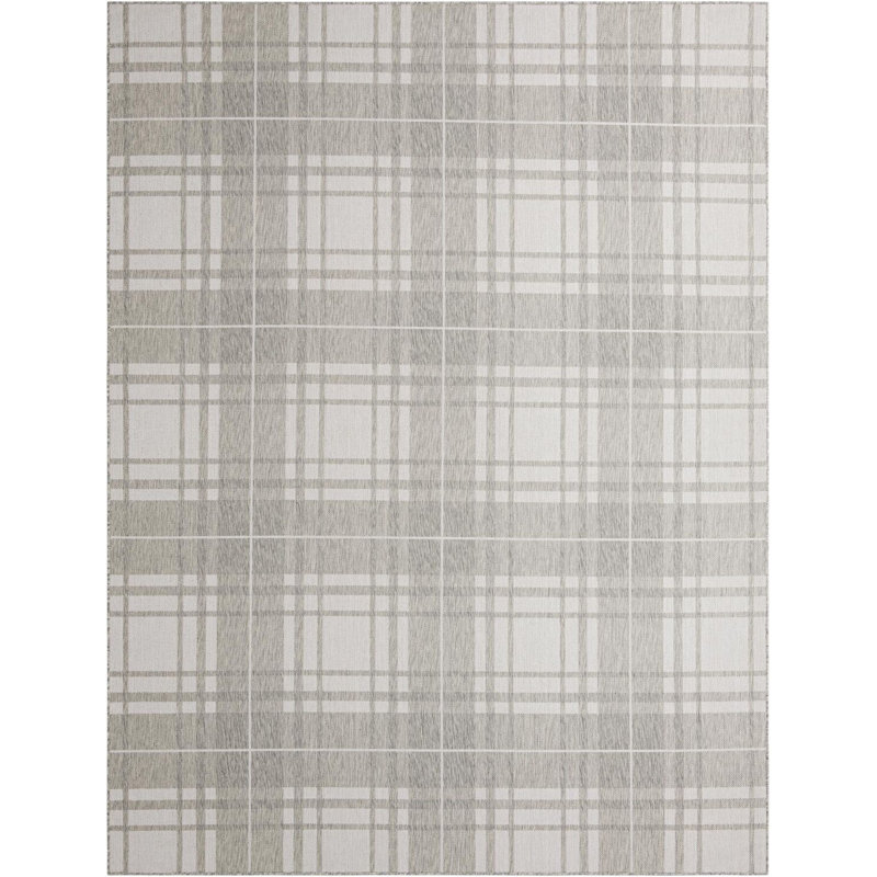 Tapis intérieur / extérieur pour jardin à carreaux gris, Rectangle 9 pi x 12 pi