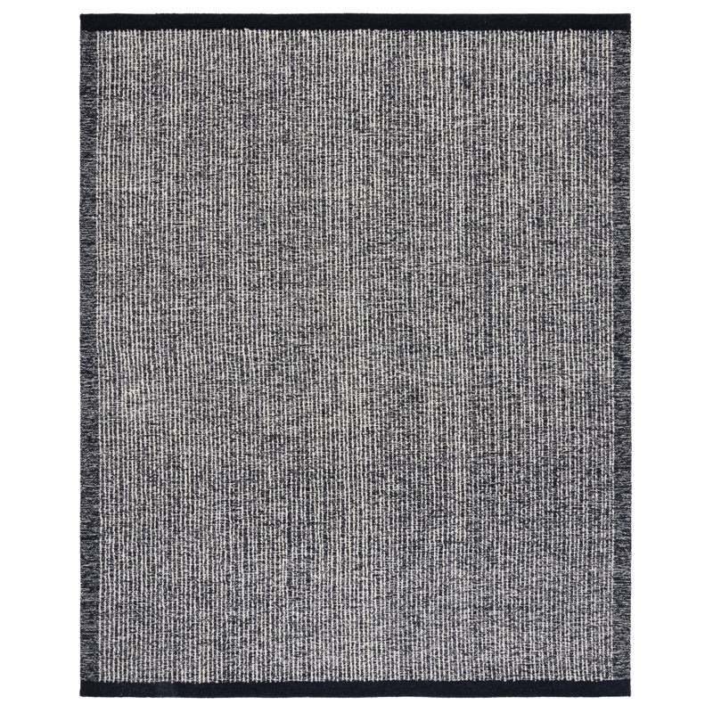 Metro Hand Tufted Wool/Cotton Rug in Ivory/Black, Rectangle 8' x 10'