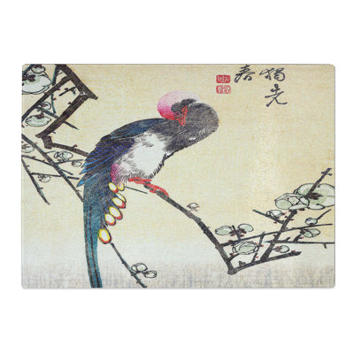 Tempered Glass a Bird on a Plum Branch Chopping Board