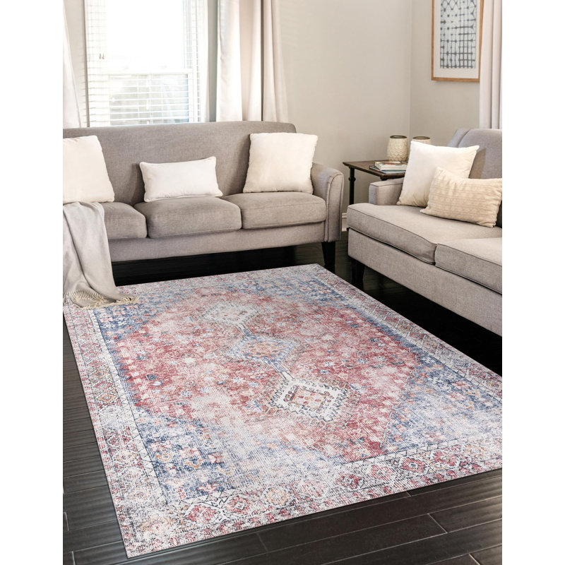 Tapis Akash Thorine, Bleu, Rectangle 4 pi 1 po x 6 pi 1 po