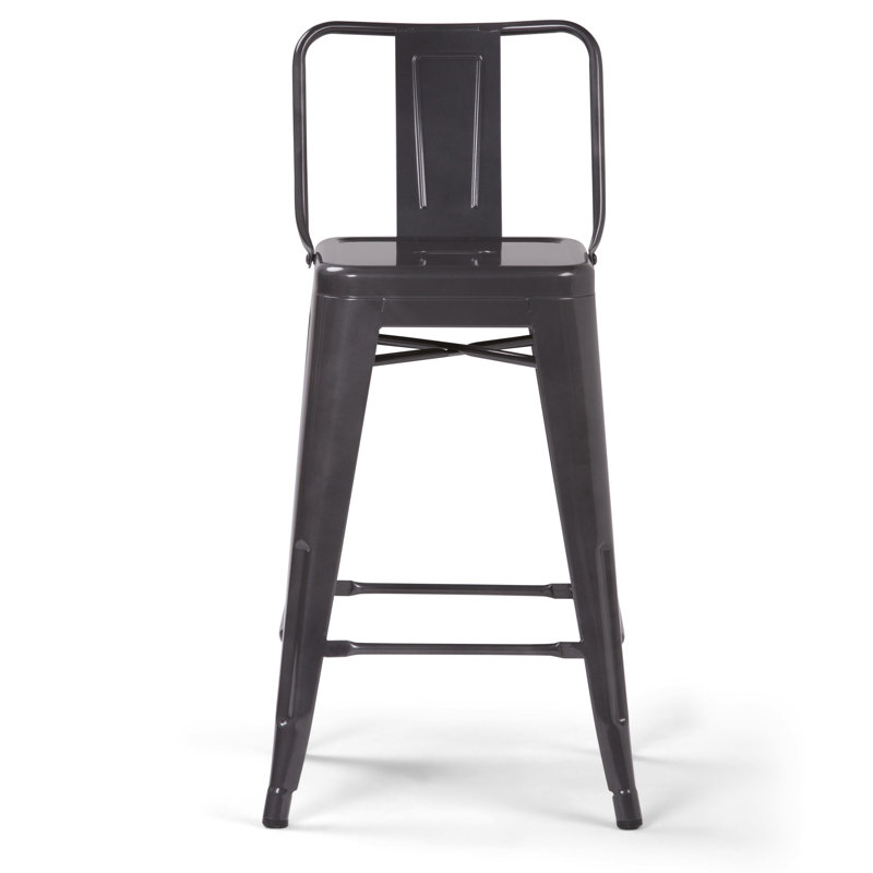 Rayne 24" Gray Industrial Metal Counter Stool, Set of 2