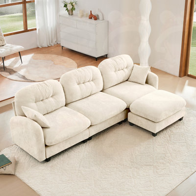 Canapé modulaire 3 places avec 1 repose-pieds