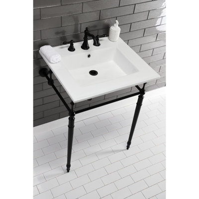 Lavabo console en laiton Kingstonian de 25 pouces avec pieds en laiton Kingston (8 pouces, 3 trous)