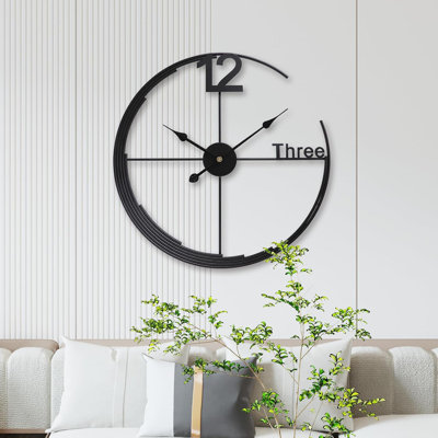 30 Inch Modern Wall Clock, Silent Battery-Operated Clock With Metal Frame For Home/Office Decor