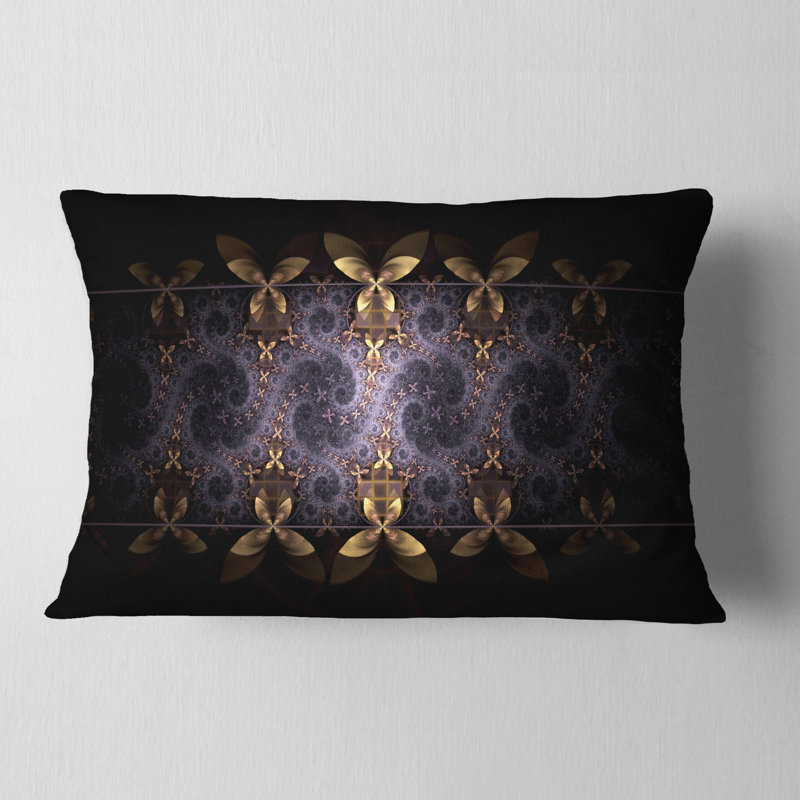 Coussin imprimé floral jaune et violet
