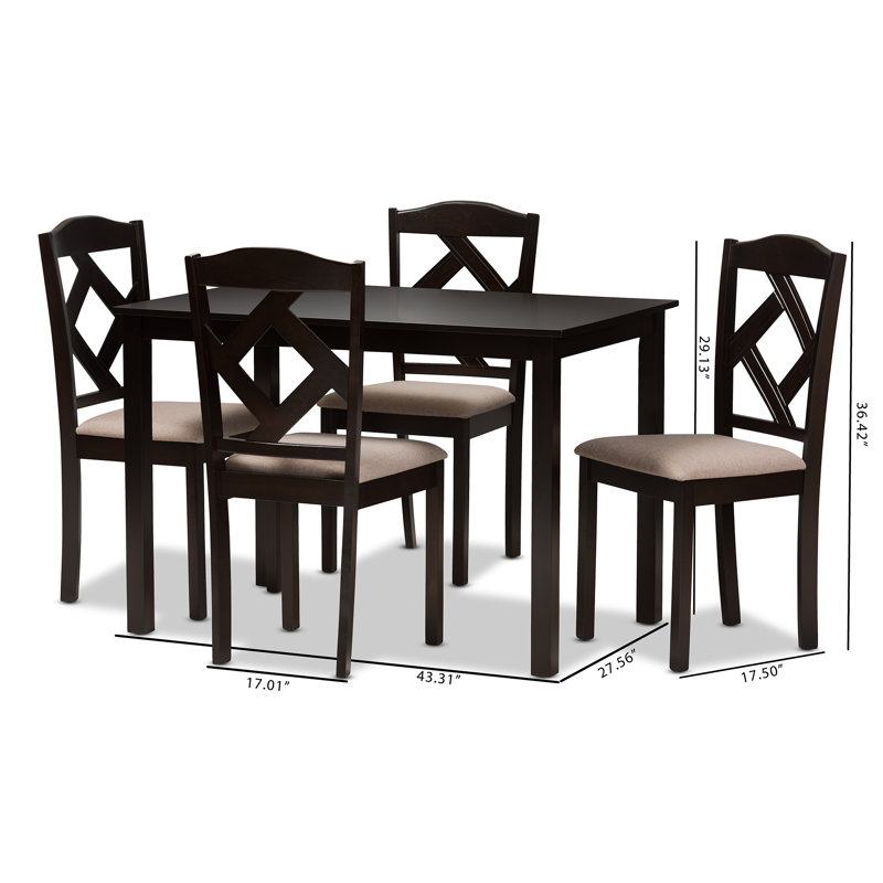4 - Person Four Leg Dining Set, Brown