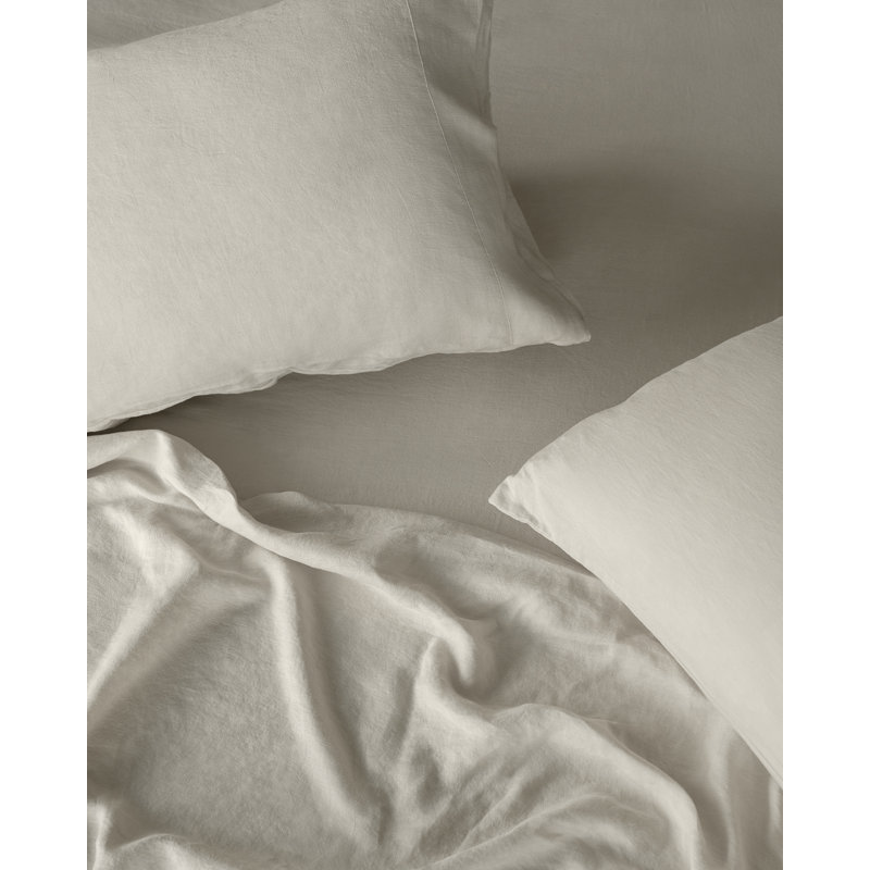 Ensemble de 2 taies d'oreiller en lin délavé Baloo Living, Beige, Taies d'oreiller pour taille de lit double
