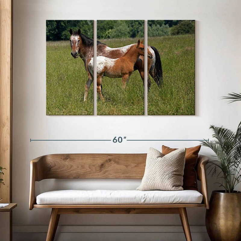 Bramalo Appaloosa, cheval et poulain, H 32 po x l 50 po