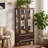  52" Lighted Curio Cabinet with Drawer, Vintage Glass Curio Showcase with 3-Tier Adjustable Shelves & Mirrored Back Panel, Light Blub Included, Wooden China Cabinet with Tempered Glass Doors for Living Room, Bedroom, Dining Room-577153525