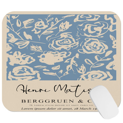 Floral Henri Matisse Rose Flowers Blue Flowers Flower Bouquet Bohemian Gaming Cute Office Laptop Desk Pad Gift Mat Square Rectangle Non-Slip Mousepad