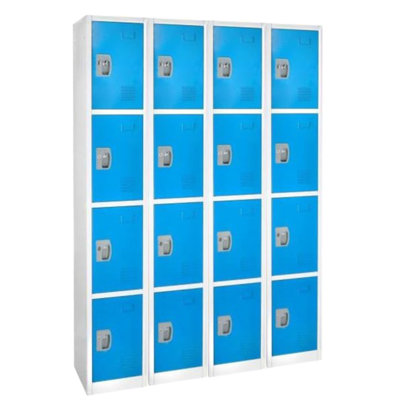Casier à clés en acier à 4 portes 72 po x 12 po x 12 po à 4 niveaux - rangement pour employés, étudiants, salle de sport, lieu de travail - Comprend des crochets, une ventilation et un porte-carte - Assemblage facile