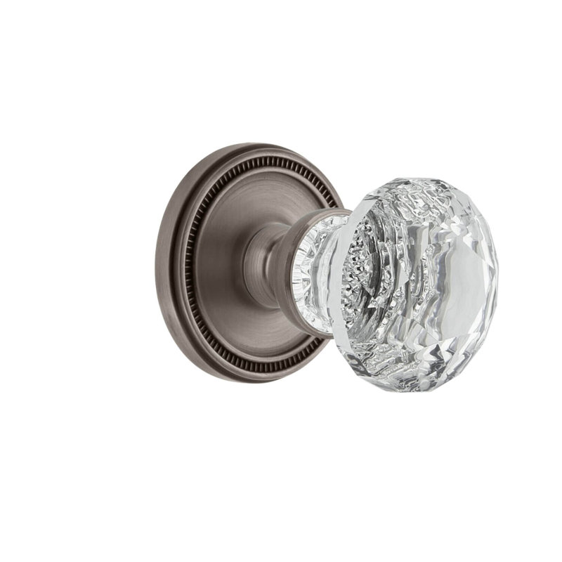 Rosette Grandeur Soleil avec poignée en cristal brillant, Étain antique
