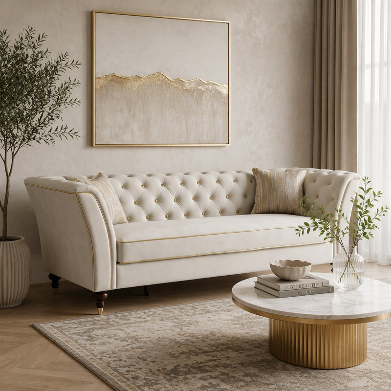 89.5 " Velvet Sofa, Velours vin rouge