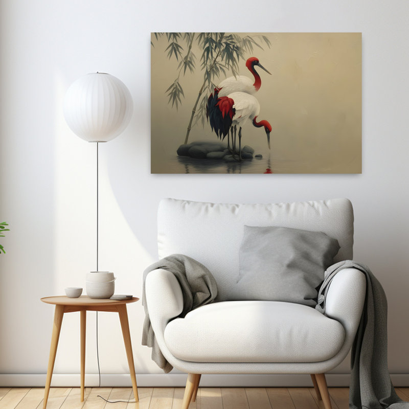 Art japonais japonais, oiseaux abstraits, cerisiers, pivoines, forêt, art mural, H 36 po x l 24 po