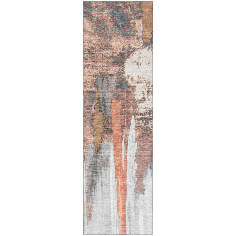 Premium Machine Washable Mouton AMF1979 Abstract Rug, Runner 2'3" x 7'6"