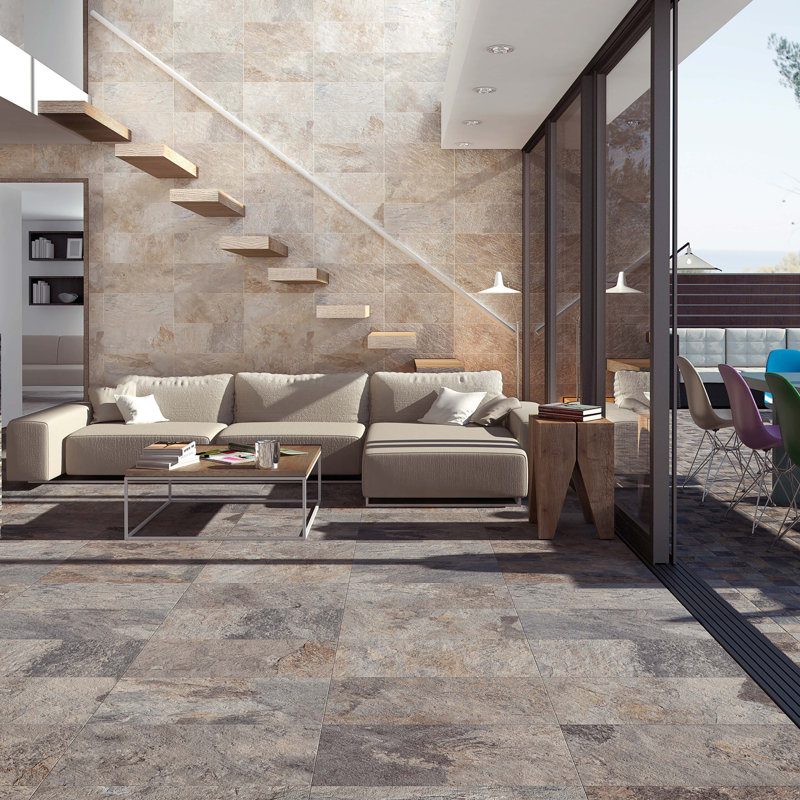 Ardesia 13" x 25" Porcelain Stone Look Wall & Floor Tile, Ochre