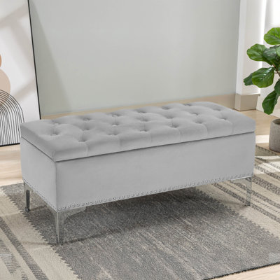 Spearman Velvet Upholstered Bench with Flip Top