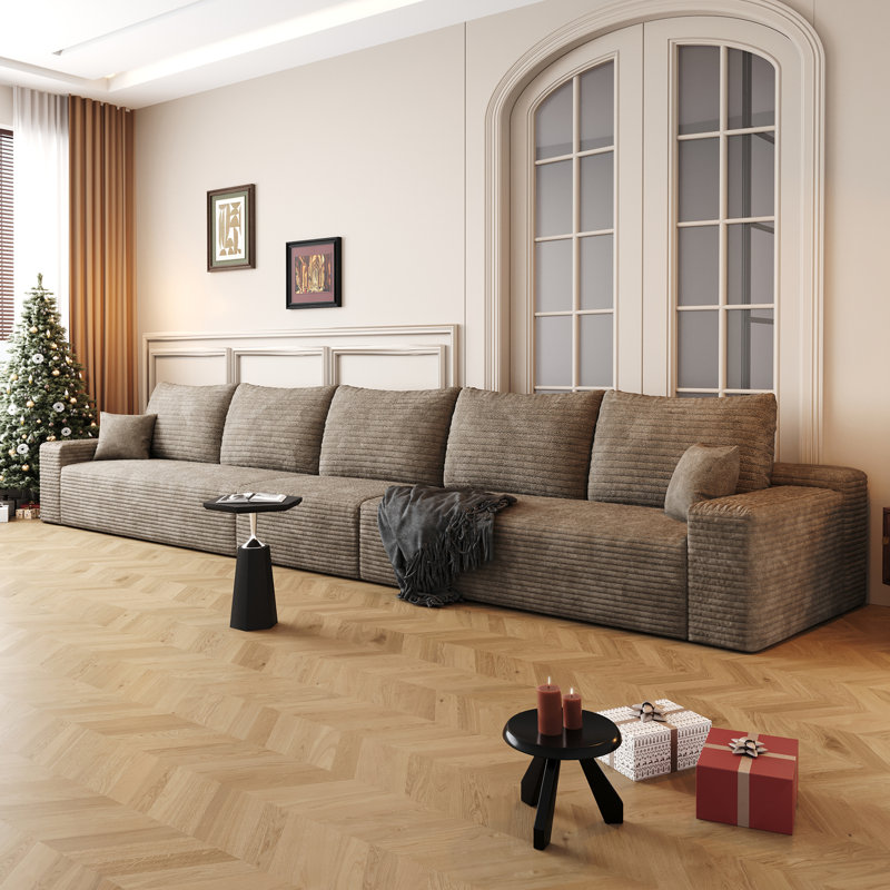 168" Cloud Sectional Couch,Modern Modular Sofa with Deep Seat, Camel Corduroy