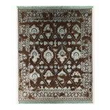 Handmade Cotton and Silk Damask Area Rug