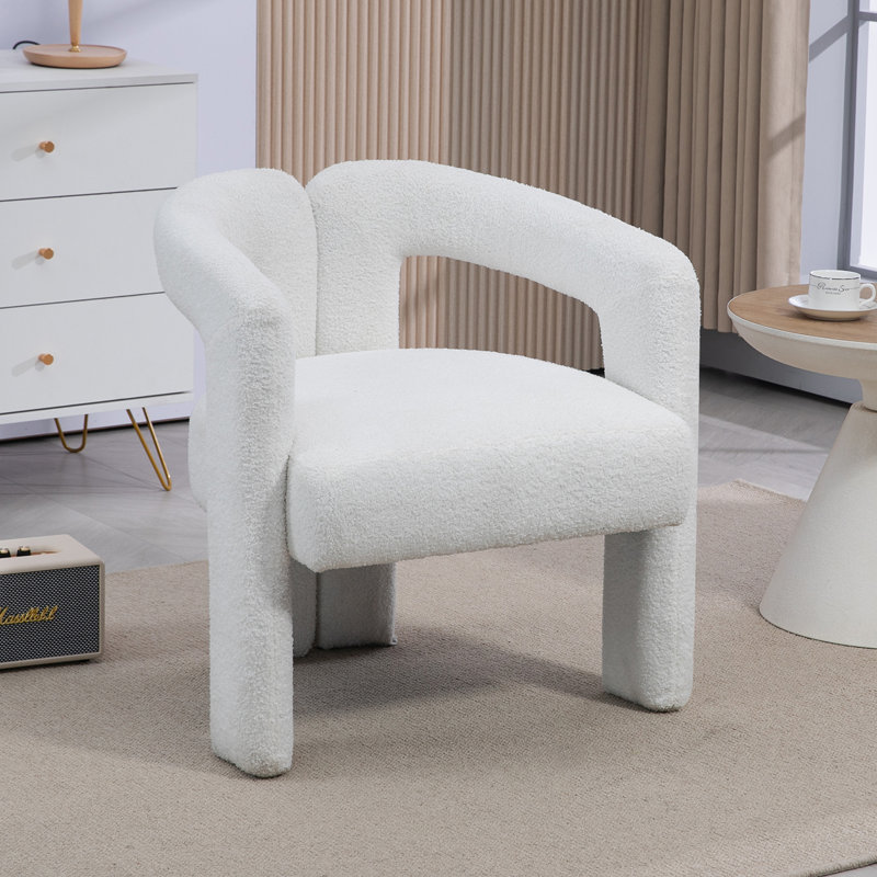 Fauteuil demi-tonneau Jinnie, Peluche beige