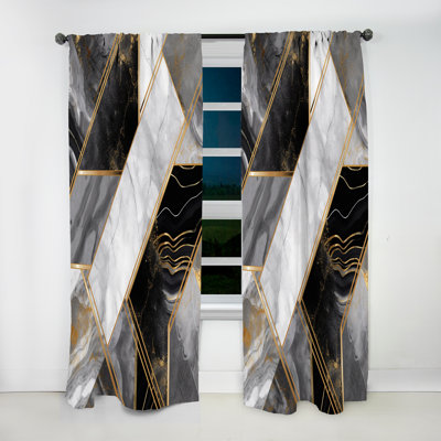 Marble Granite Agate With Touches Of Gold IV - Geometric Curtain - Velvet Room Darkening - 1 panel