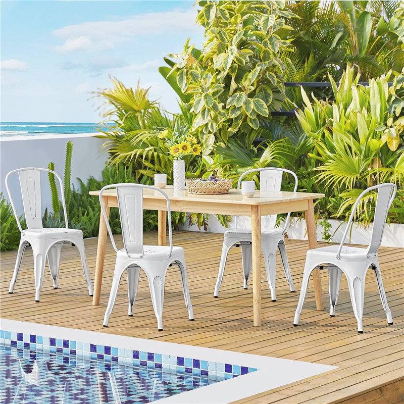 Tabouret court 18 po Clogh, Blanc vieilli