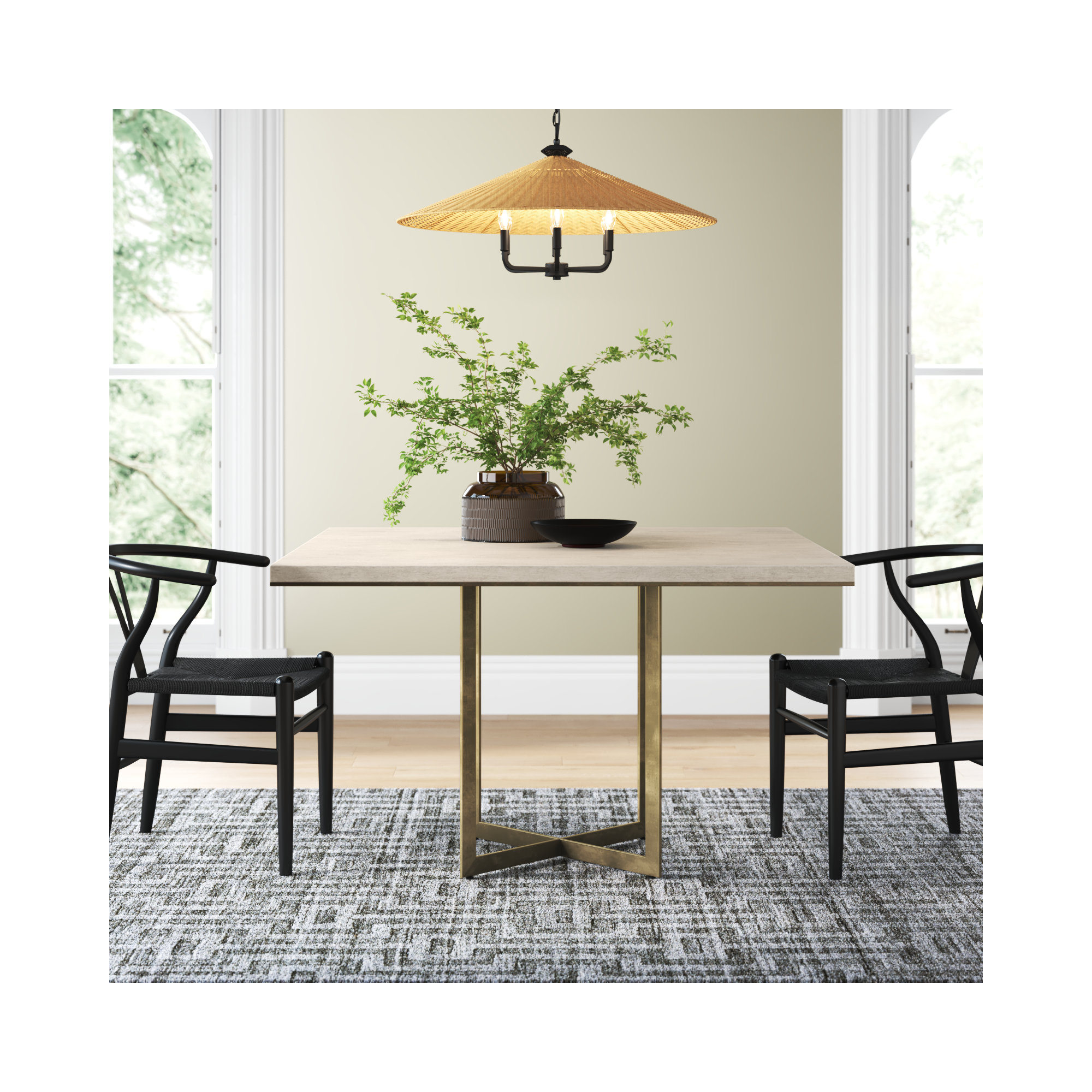 Tulane 48'' Dining Table, Gold, Light Brown
