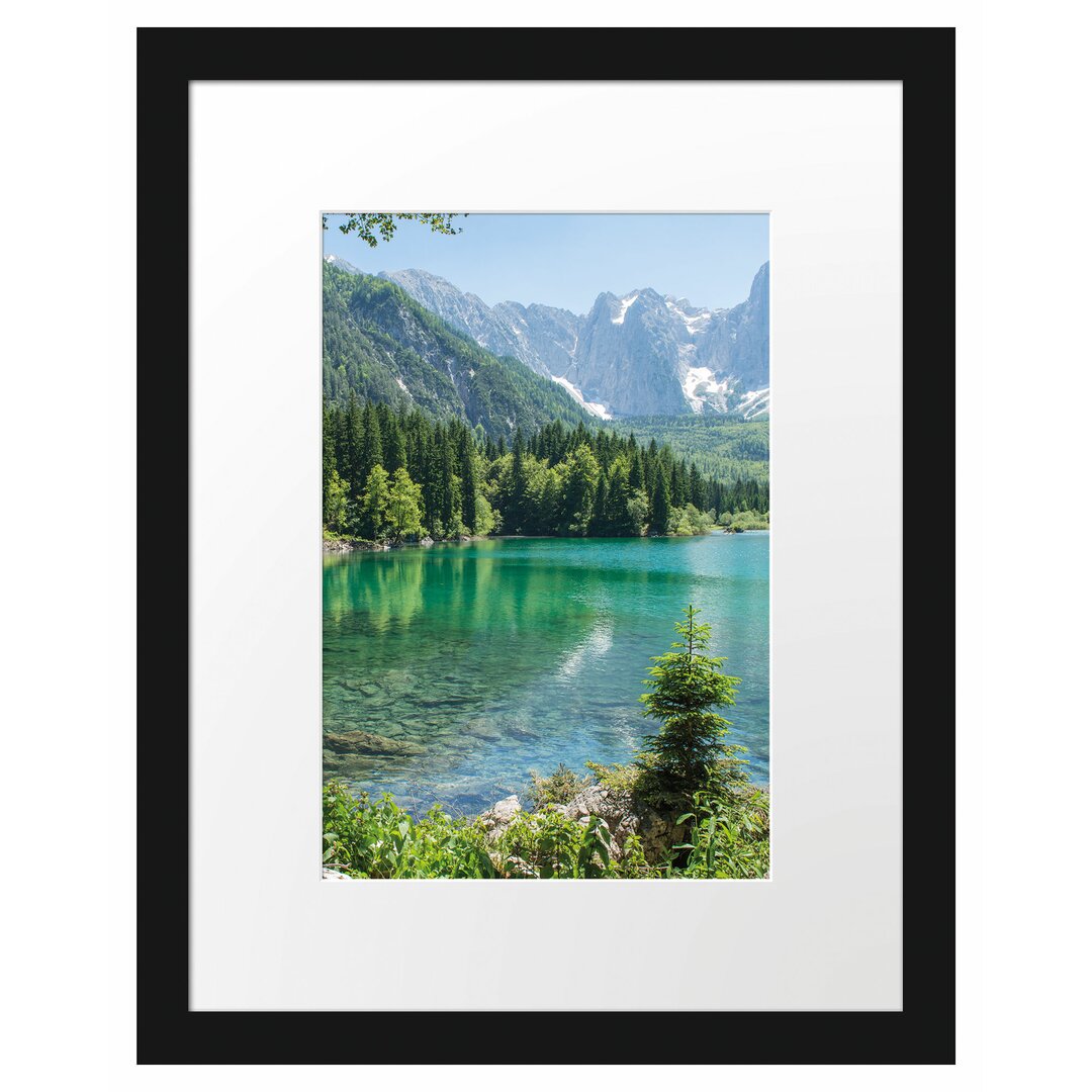 Gerahmtes Poster Bergsee mit Wald