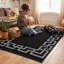 NICO Black Greek Key Machine Tufted Printed Area Rug-1236127172