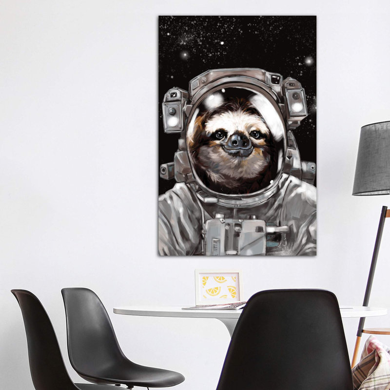 « astronaute sloth selfie », art, H 60 po x l 40po x P 1,5 po, Toile tendue