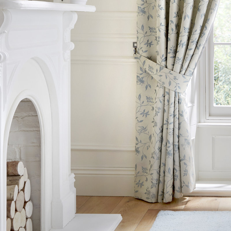 Bird Trail Fabric 74cm Curtain Holdback/Tieback, Duck Egg Blue