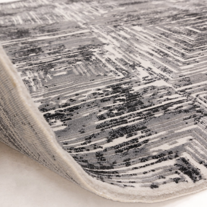 Brenetta Geometric Shapes Charcoal Area Rug, Rectangle 200 x 290cm