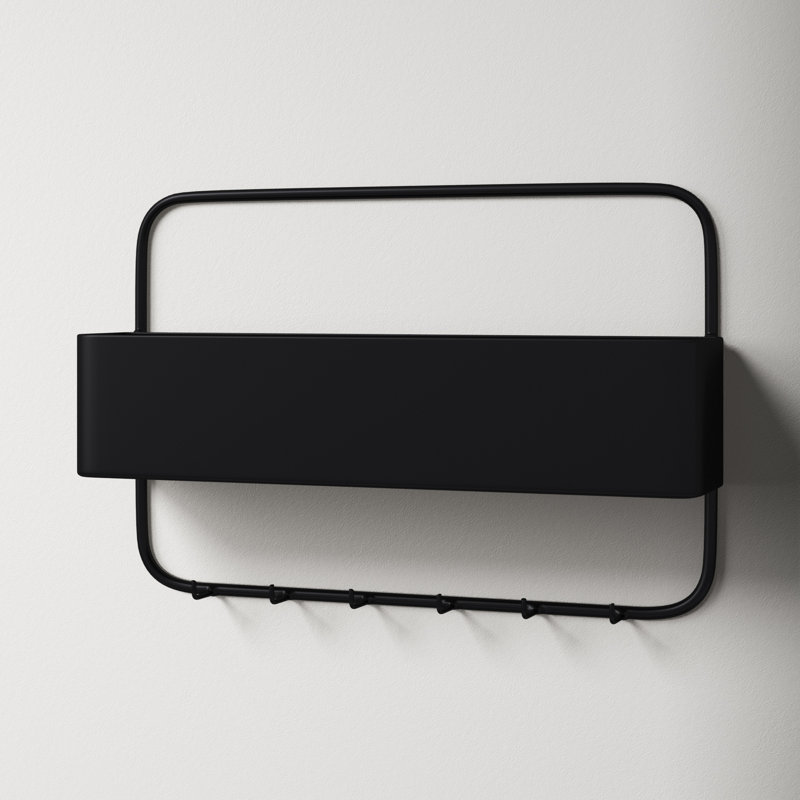 Metal Wall Mail Organizer with Key Hooks