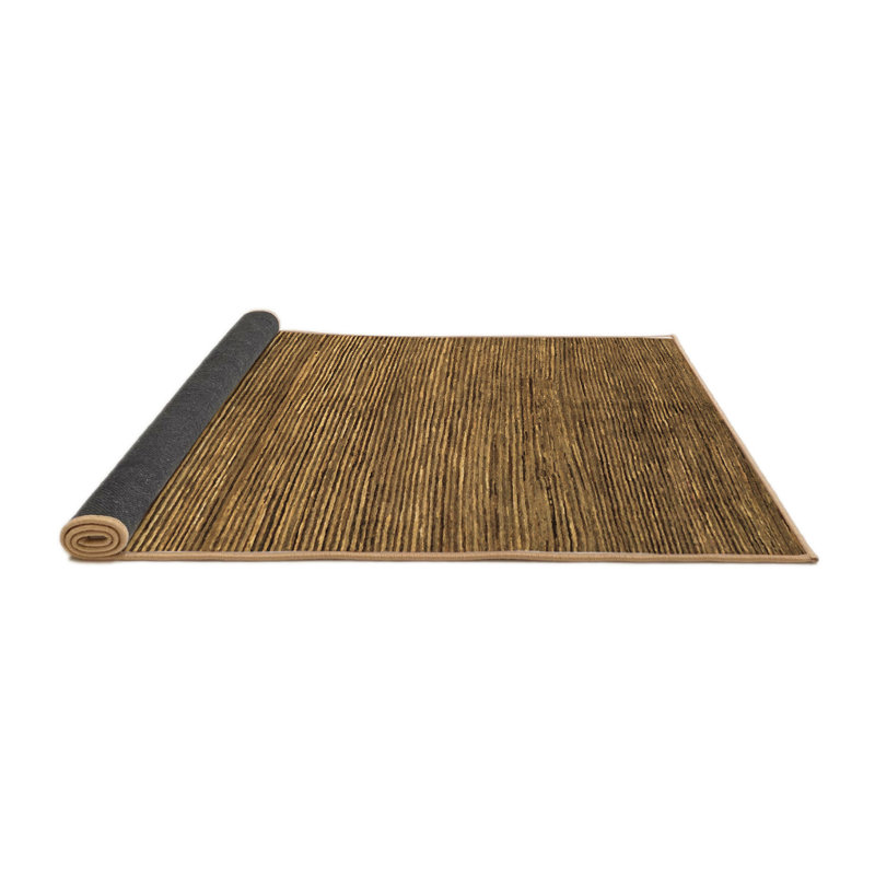 Tapis carré en laine et polyester abstrait tissé à la machine brun 8 pi x 8 pi
