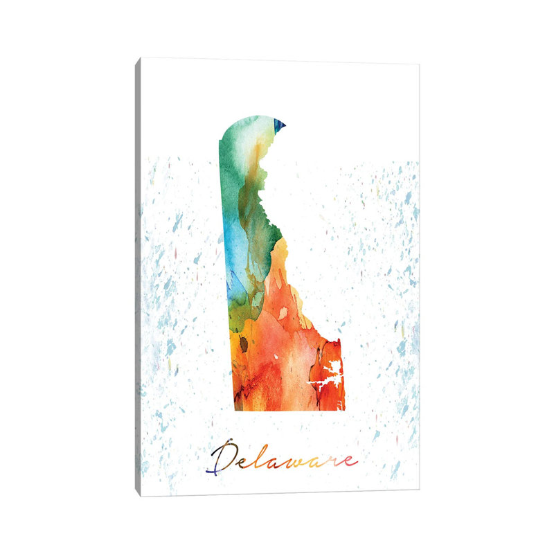 Delaware State Colorful by WallDecorAddict - Wrapped Canvas Gallery-Wrapped Canvas Giclée, 152.5 cm H x 101.5 cm W