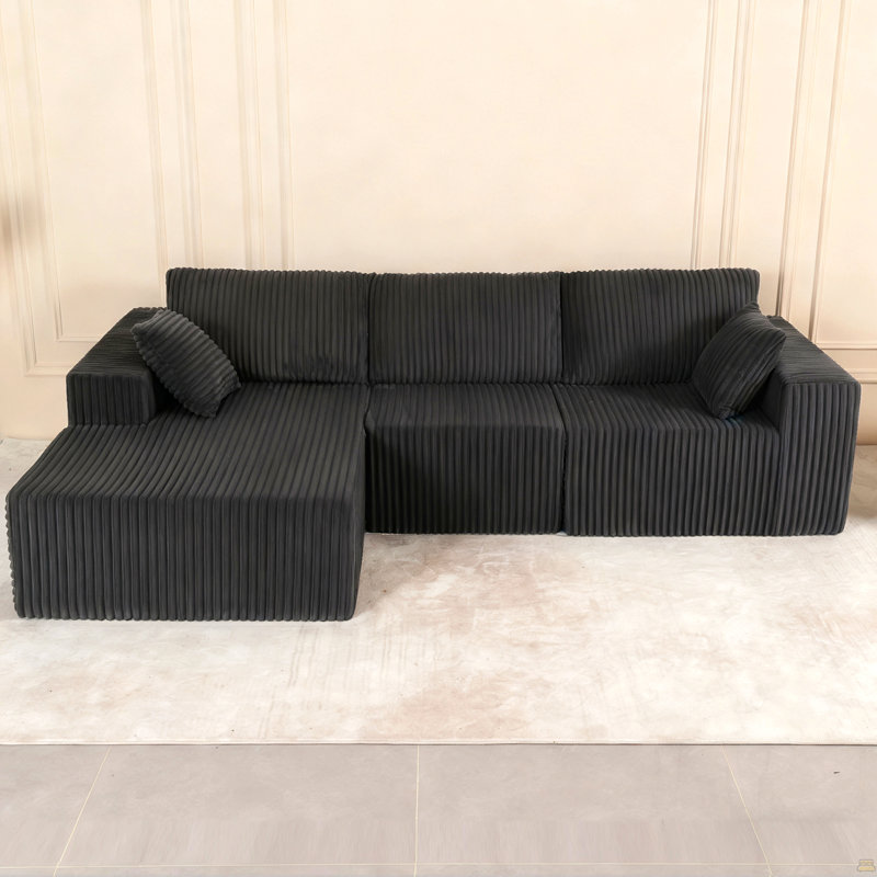Canapé modulaire modulaire avec coussin, canapé modulaire Cloud avec méridienne, canapé modulaire en L, Polyester gris