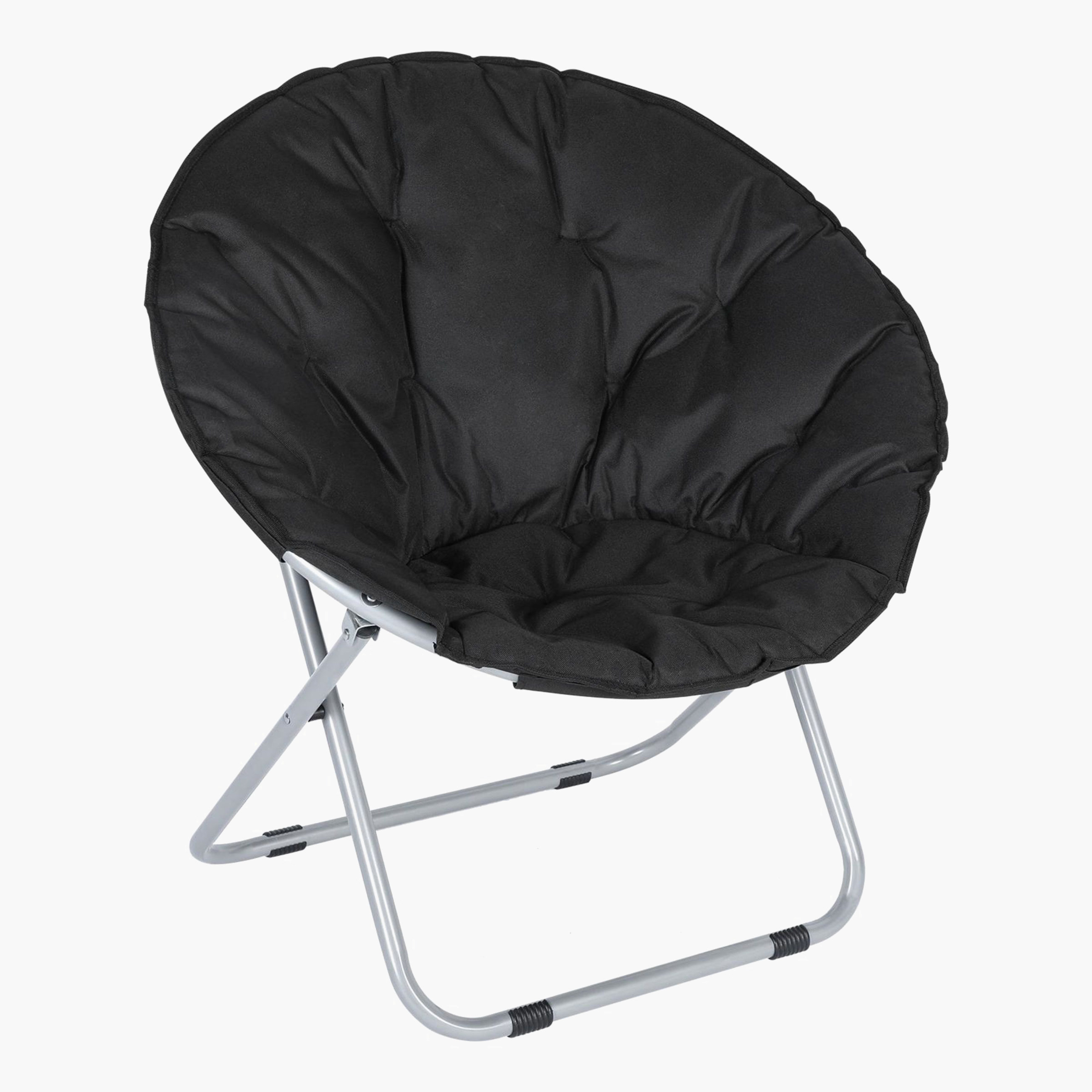 thumbnail image 2 of KingCamp Folding Portable Saucer Moon Lounge Chair With Cupholder Storage Pocket For Indoor Home Or Outdoor Camping And Tailgating, Black/Medium Gray 2 of 13